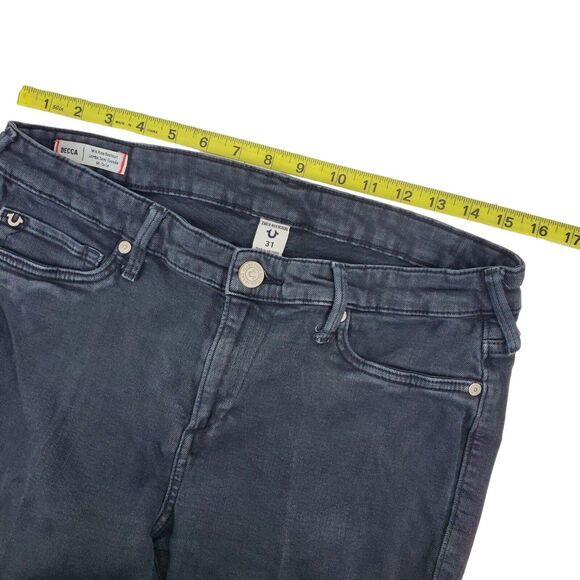 TRUE RELIGION Jeans BECCA Womens 31 Black Mid Rise Casual Designer Denim Outdoor - Picture 6 of 12
